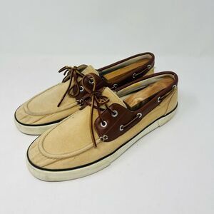 Polo Ralph Lauren Boat Shoes Rylander Canvas Leather Beige Tan Mens Size 11